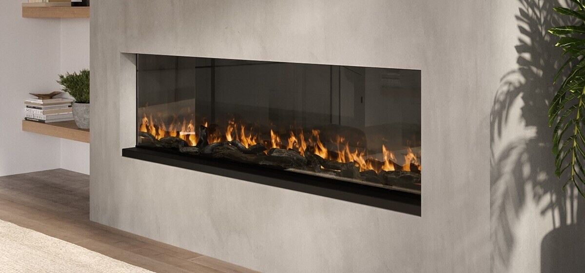Media Wall Inset Electric Fire with LED Flame and Remote Control