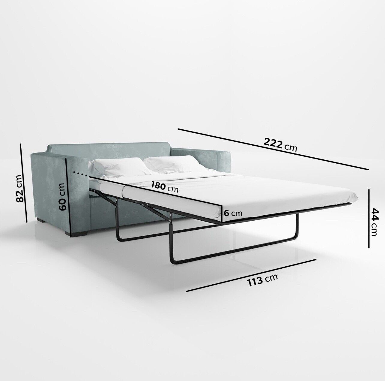 Velvet Sofa Bed 2 Seater Sleeper Sofa with Mattress and Cushions