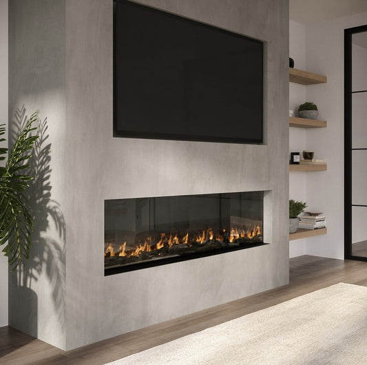 Media Wall Inset Electric Fire with LED Flame and Remote Control