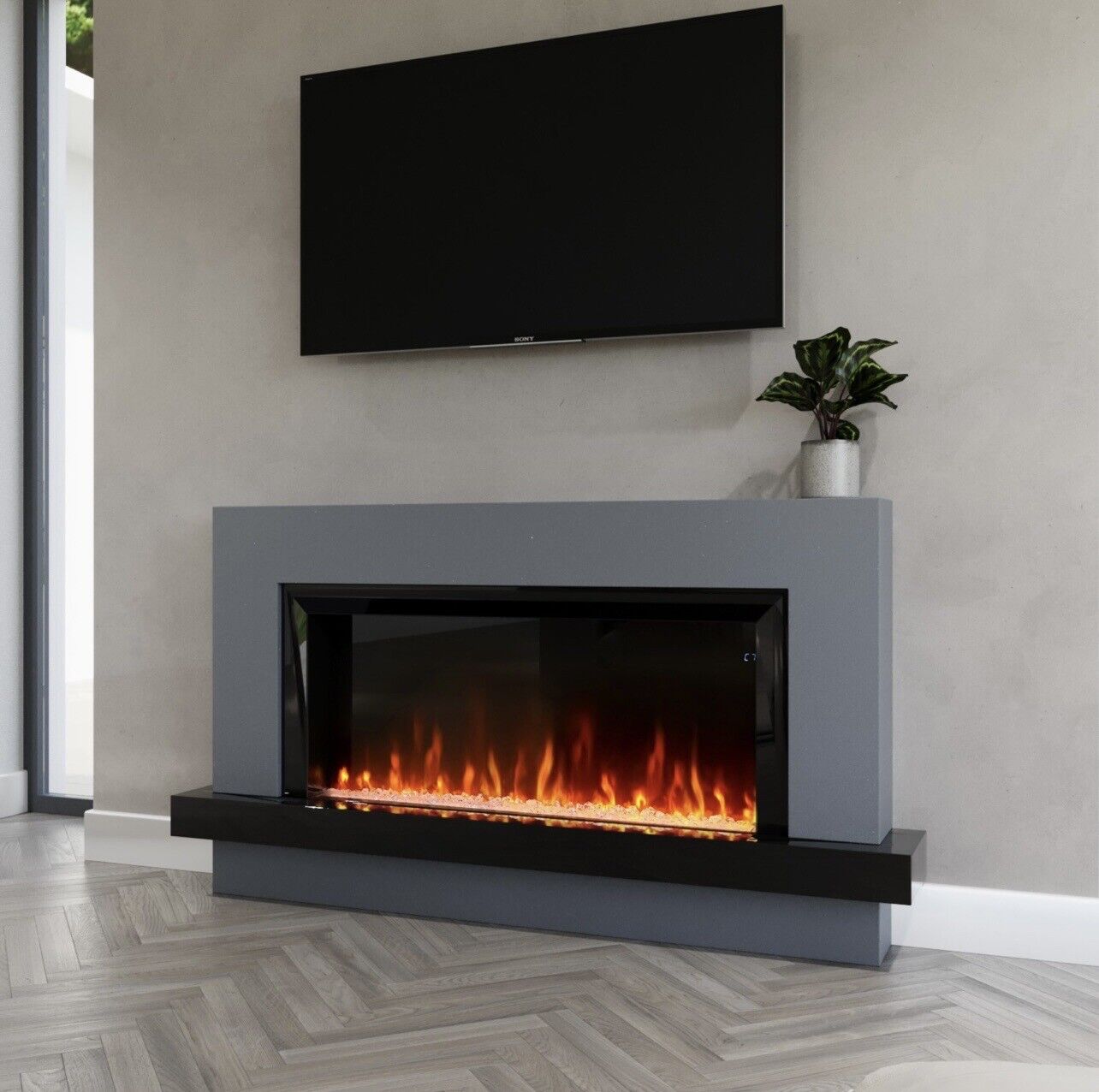 Electric Fireplace LED Flame Freestanding with Remote Control