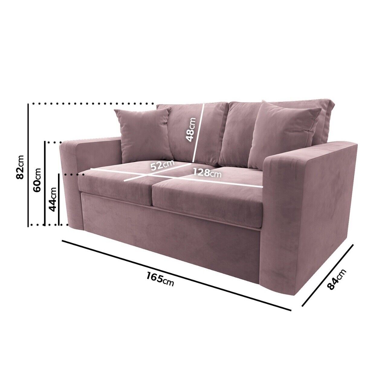 Velvet Sofa Bed 2 Seater Sleeper Sofa with Mattress and Cushions