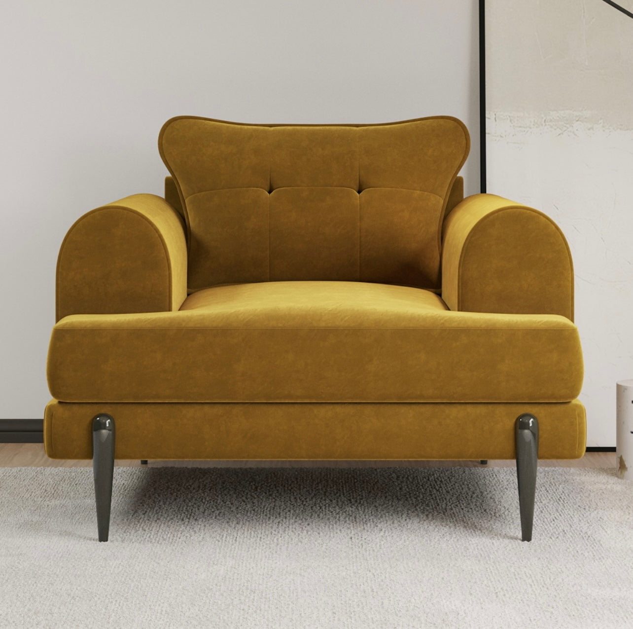 Velvet Armchair Upholstered Accent Chair Quilted with Cushion