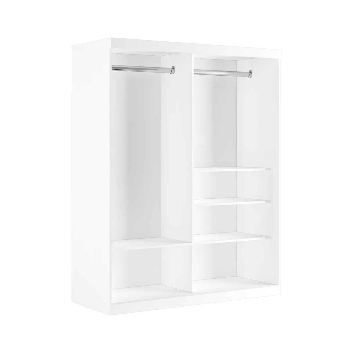 White Wardrobe Double Mirrored with Shelves