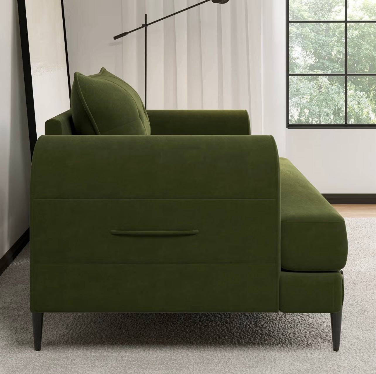 Velvet Armchair Upholstered Accent Chair Quilted with Cushion
