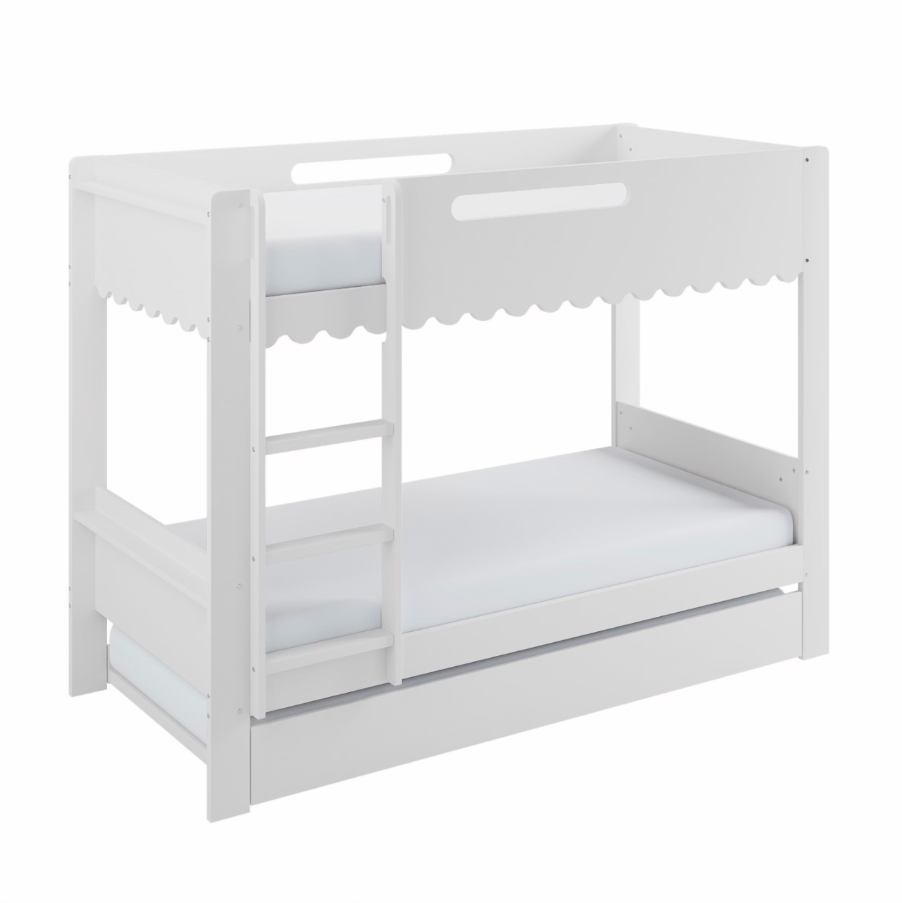 Kids Triple Bunk Bed White with Trundle