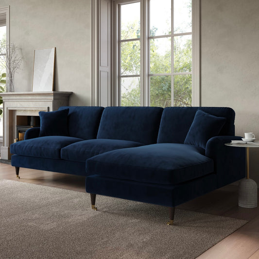 4 Seater Sofa L-Shaped Velvet Corner Couch with Cushions