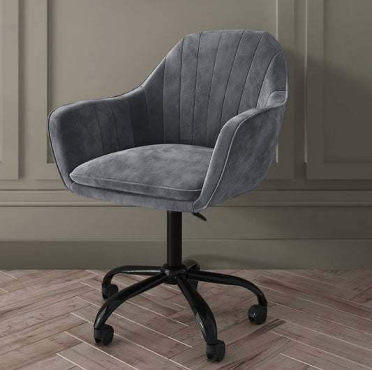 Velvet Office Chair Swivel Armrest Ergonomic Design