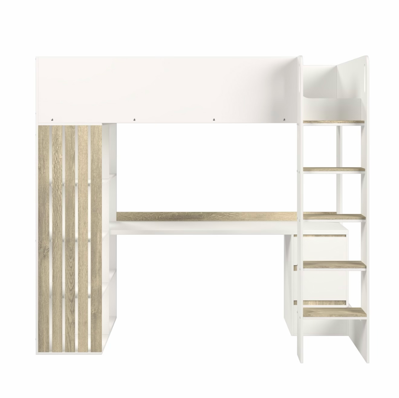 Kids High Sleeper Bed Single with Desk and Storage