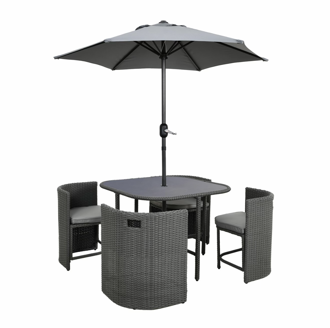 Rattan Garden Dining Set 4 Seater Grey Outdoor Patio