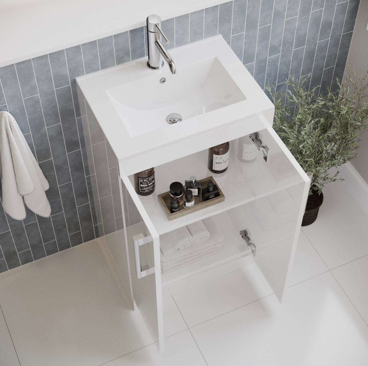 White Vanity Basin Unit Modern Bathroom Ceramic Basin