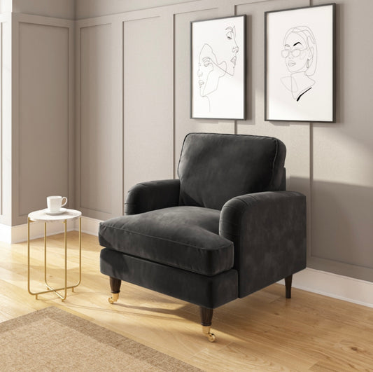 Velvet Armchair Upholstered Accent Chair Plush and Modern