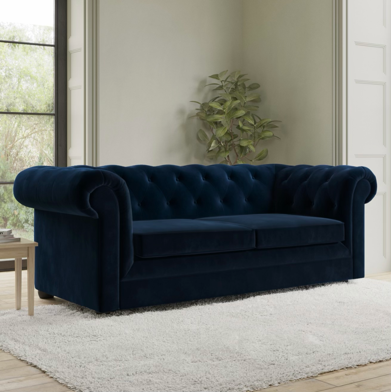 Velvet Sofa Bed 3 Seater Sleeper Sofa with Mattress