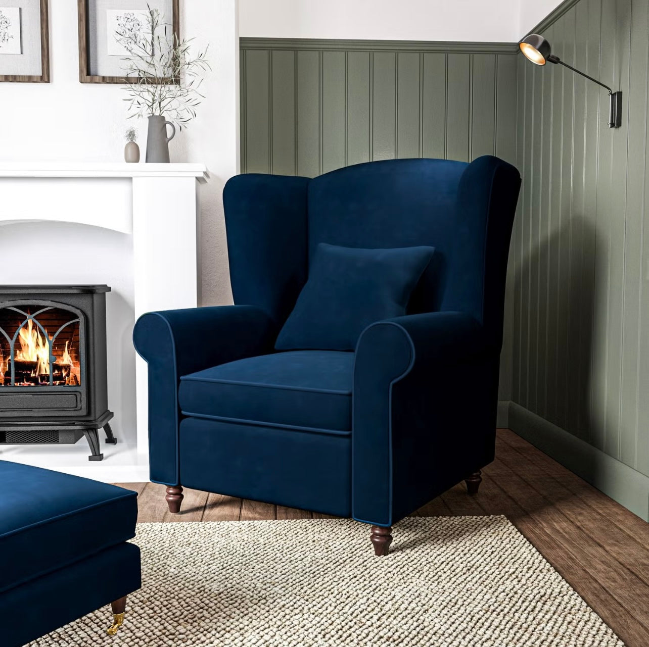 Velvet Armchair with Supportive Back