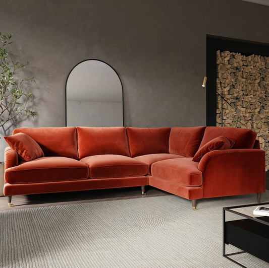 4 Seater Sofa L-Shaped Velvet Corner Couch with Cushions