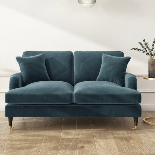 Velvet Sofa 2 Seater Couch Upholstered with Cushions