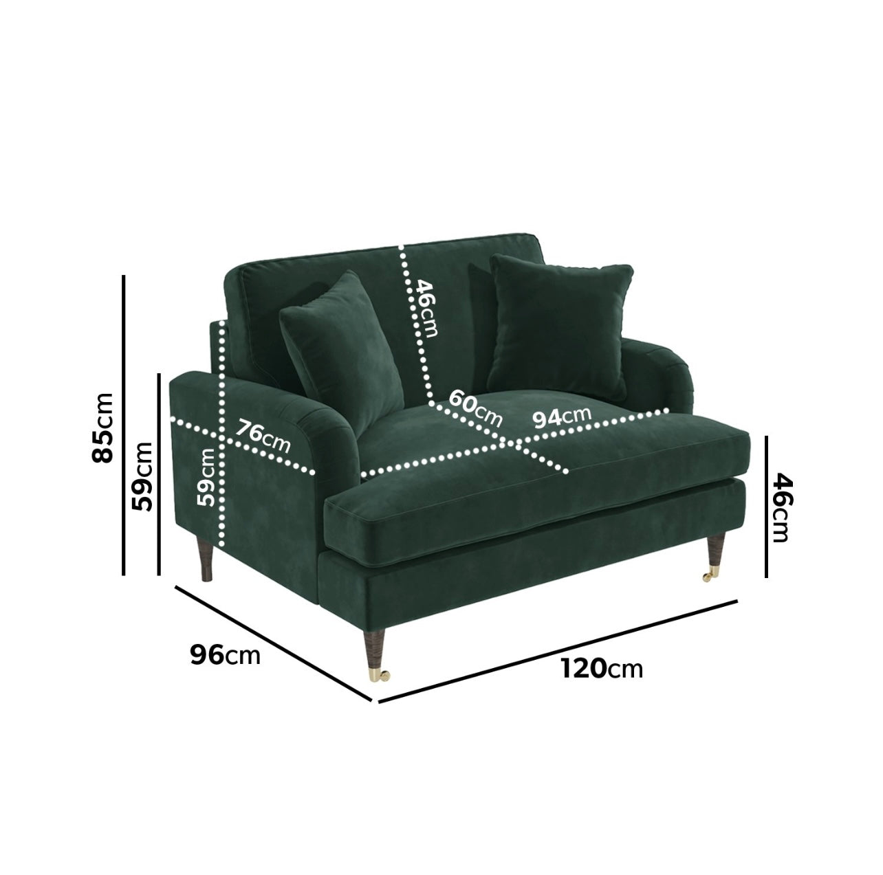 Velvet Loveseat Sofa Couch 2 Seater with Cushions