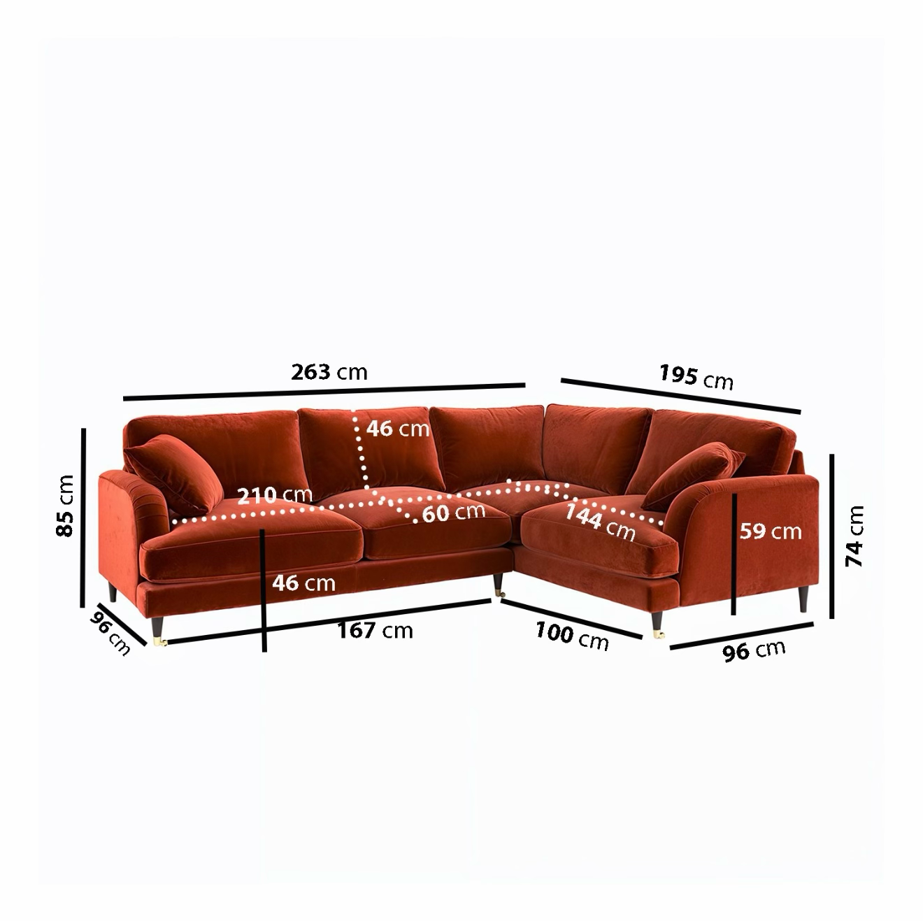 4 Seater Sofa L-Shaped Velvet Corner Couch with Cushions