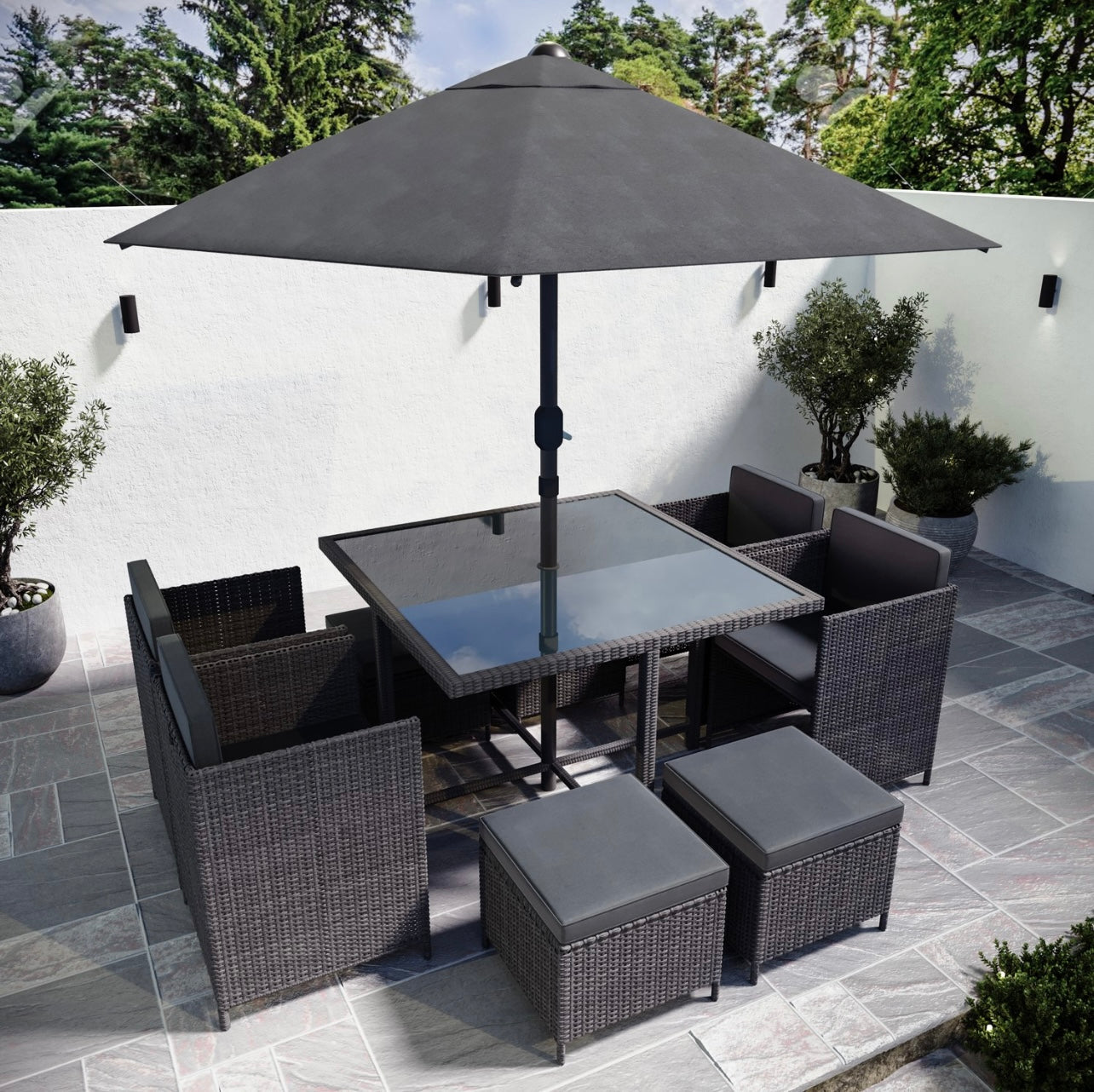 Rattan Garden Dining Set Seats 8 Outdoor Patio
