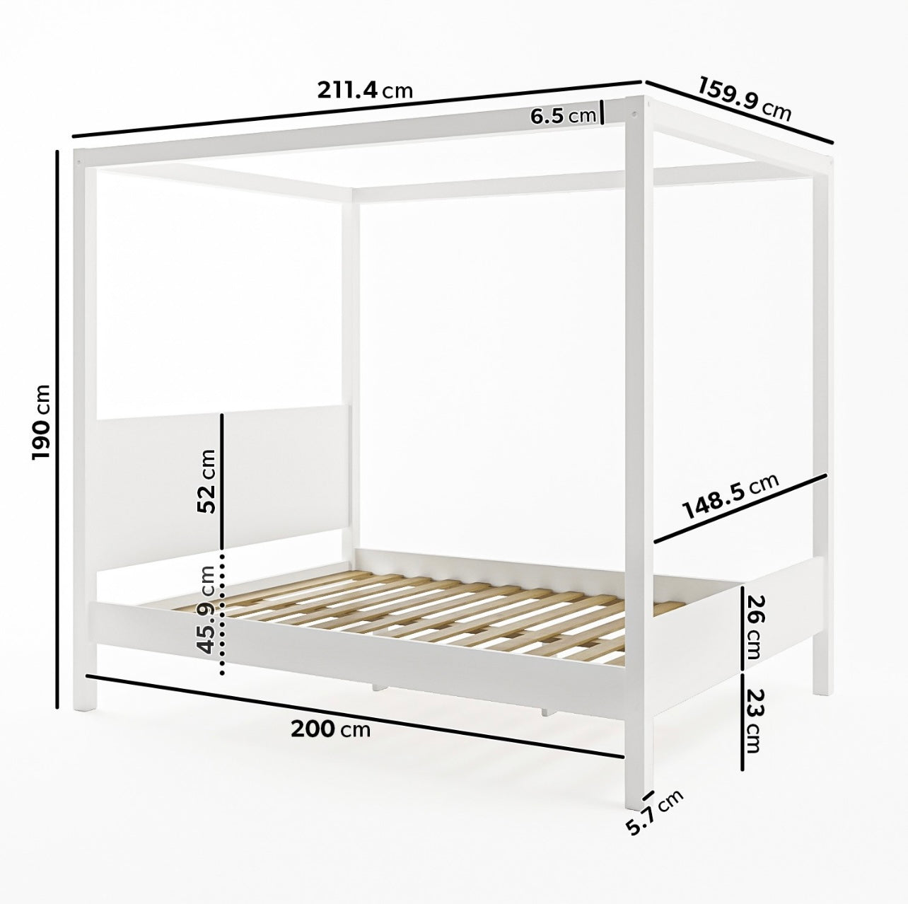 Luxury King Size Bed Frame Modern White Painted Contemporary Design