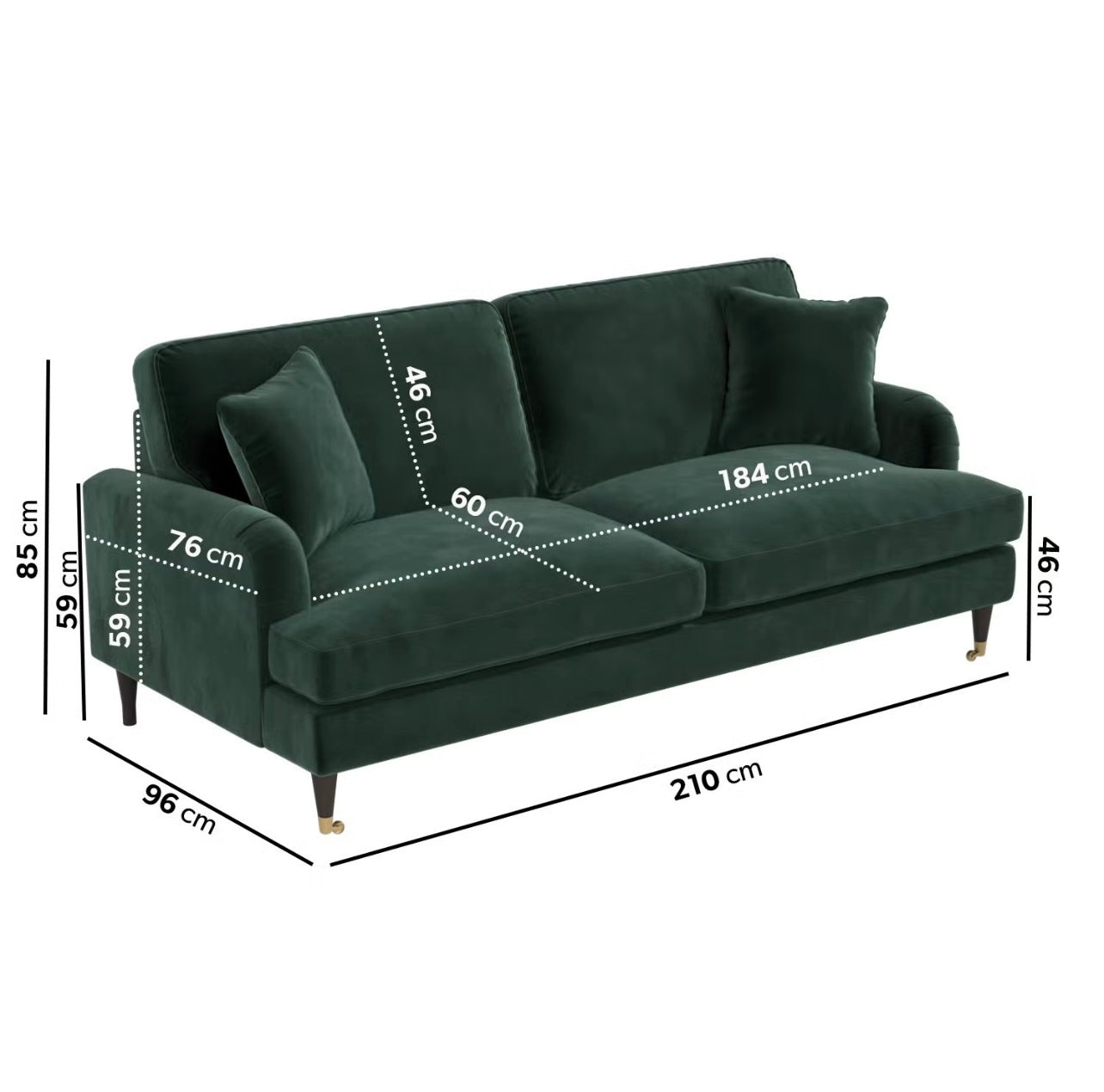 4 Seater Velvet Sofa Couch Upholstered with Cushions