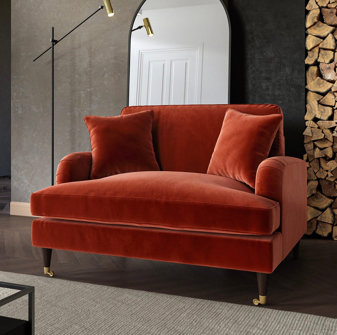 Loveseat Sofa Velvet Couch 2 Seater with Cushions
