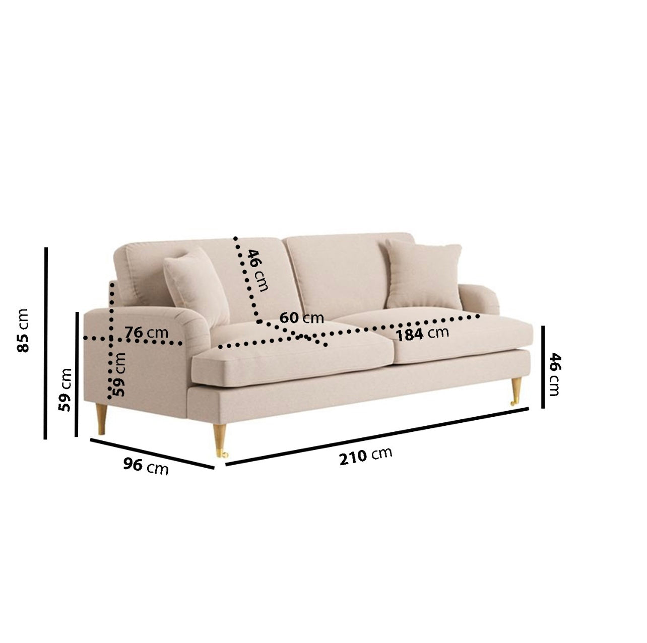 Four Seater Sofa Couch Upholstered with Cushions