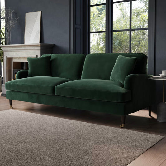 4 Seater Velvet Sofa Couch Upholstered with Cushions