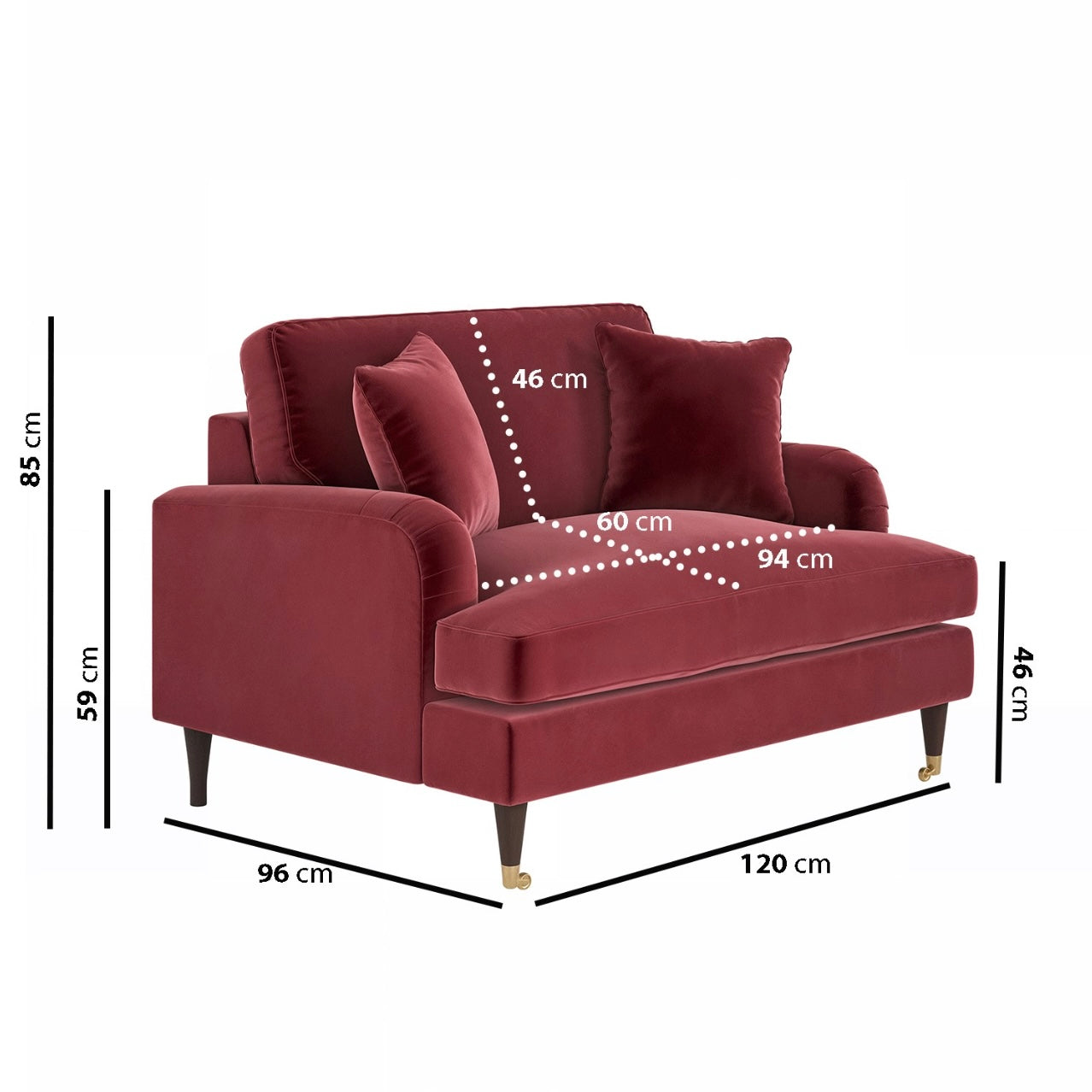 Velvet Loveseat Sofa Couch 2 Seater with Cushions
