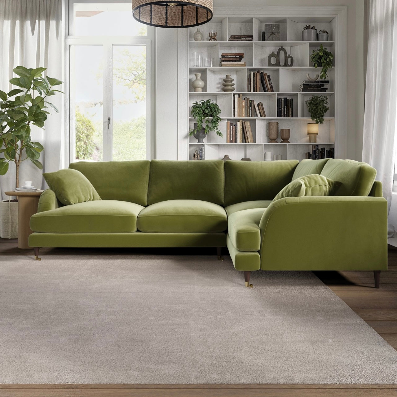 4 Seater Sofa L-Shaped Velvet Corner Couch with Cushions