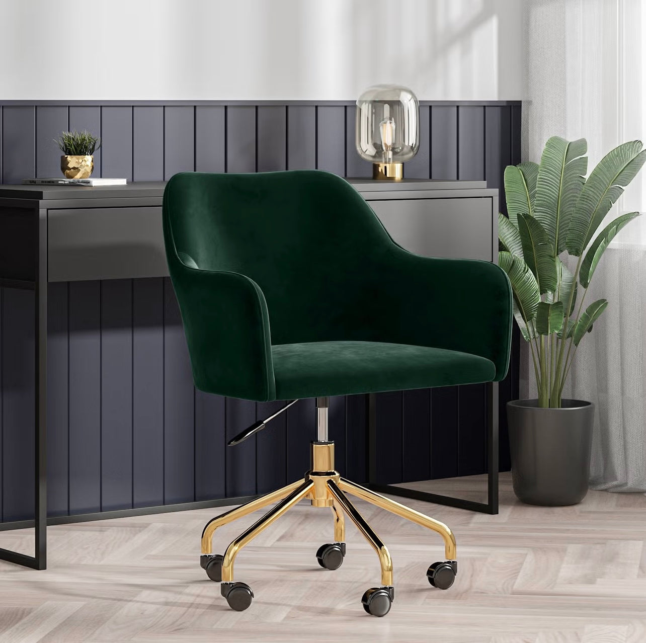 Velvet Swivel Office Chair Ergonomic and Adjustable Height