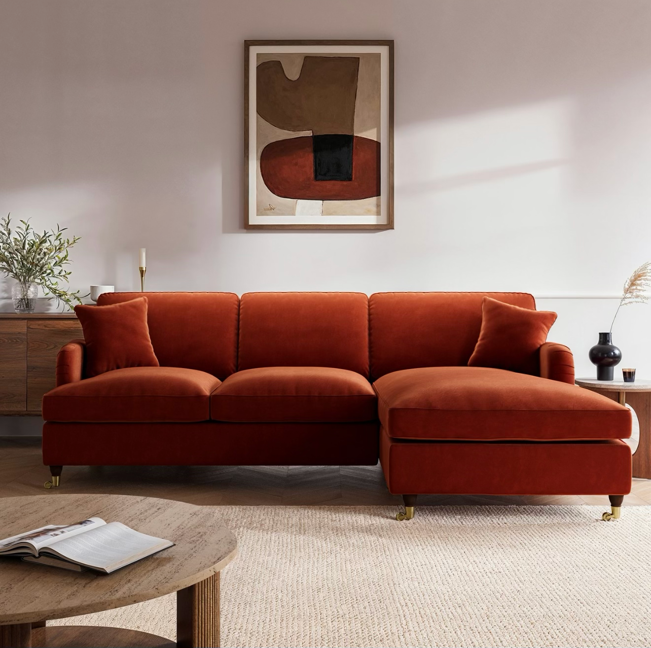 Sofa Bed Four Seater Velvet Sleeper Sofa with Mattress and Cushions