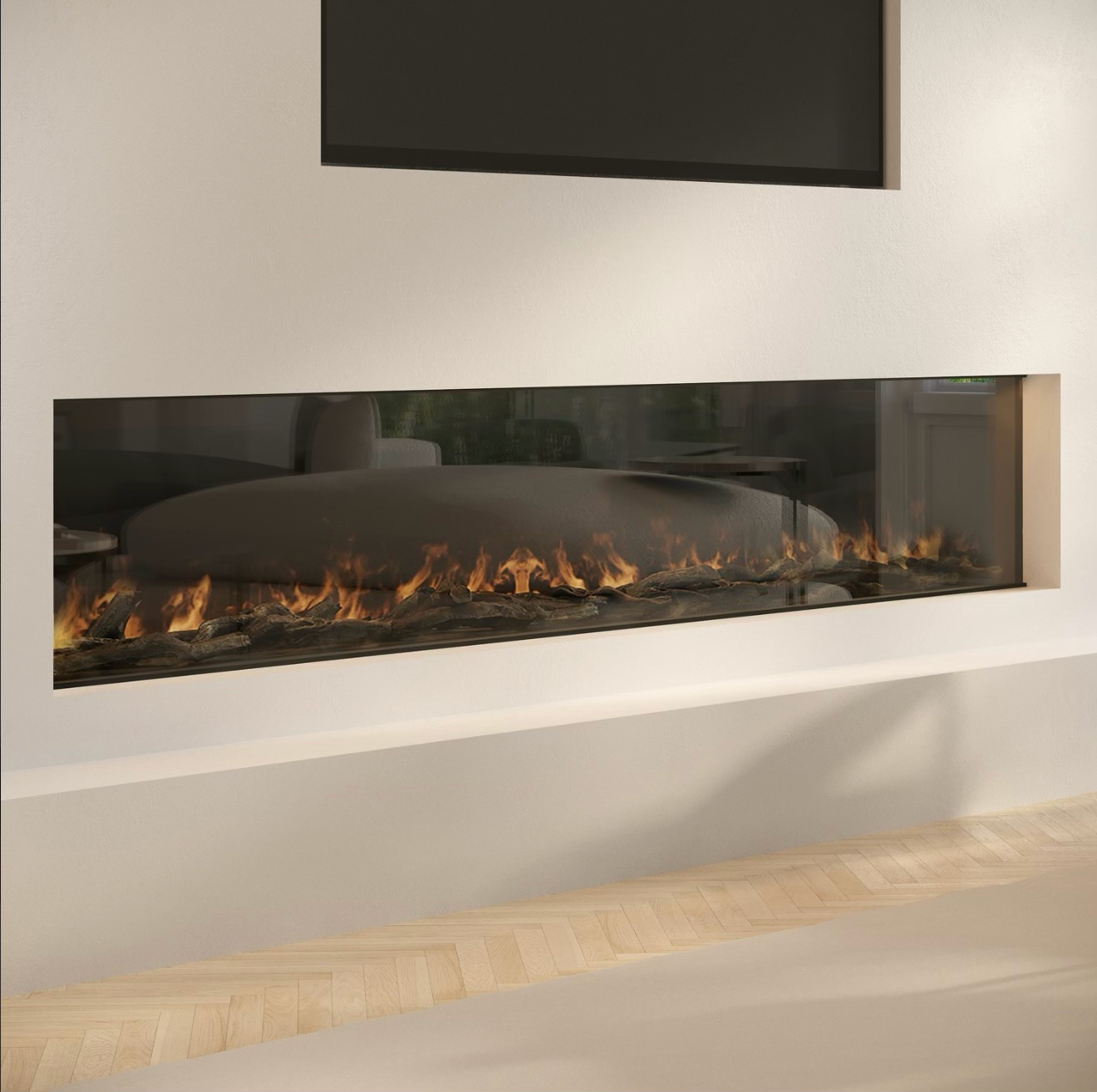 Media Wall Inset Electric Fire with LED Flame and Remote Control