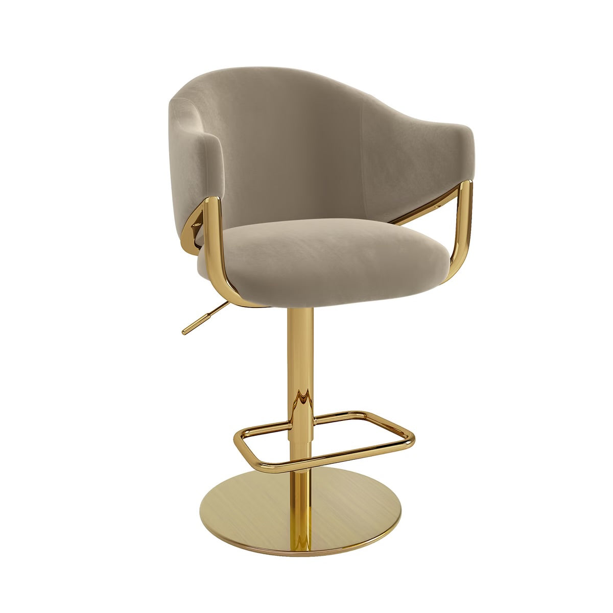 Velvet Bar Stool Adjustable Swivel Modern