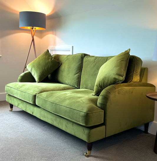 Four Seater Sofa Velvet Couch Upholstered with Cushions