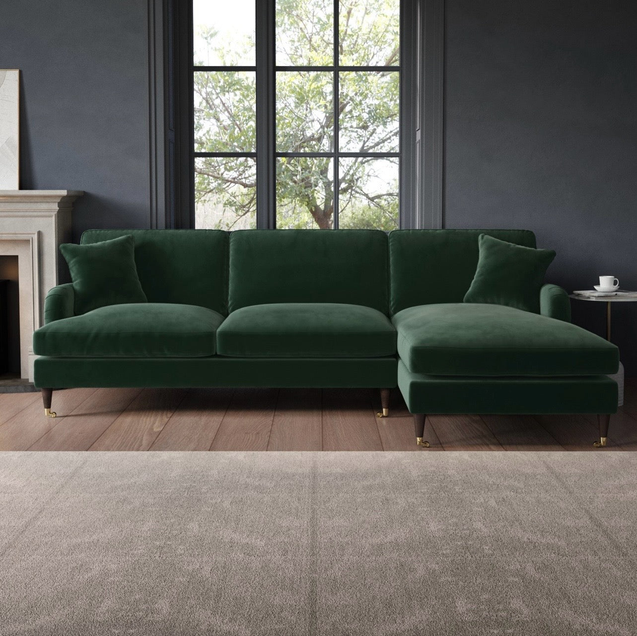 4 Seater Sofa L-Shaped Velvet Corner Couch with Cushions