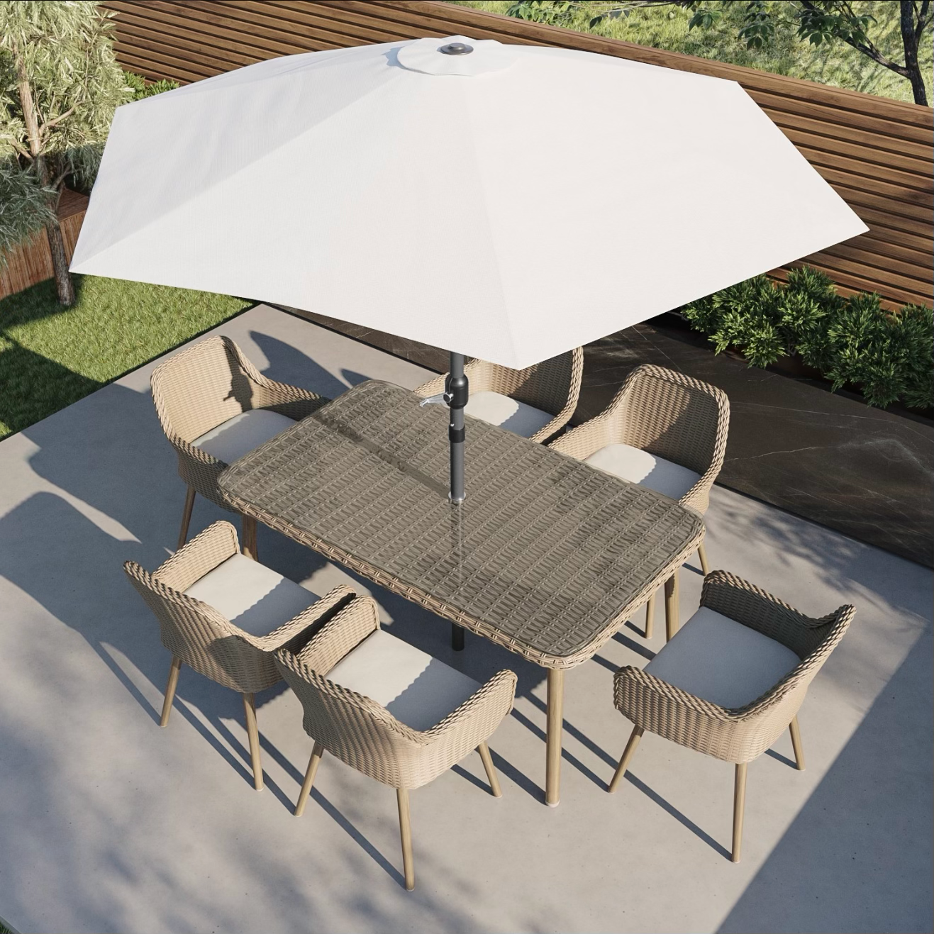 Rattan Garden Dining Set 6 Seater Outdoor Patio