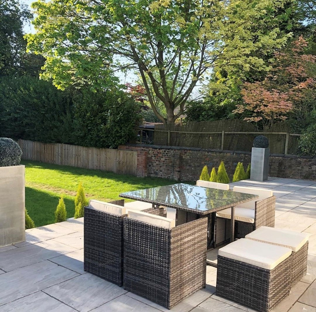 Rattan Garden Dining Set 8 Seater in Brown