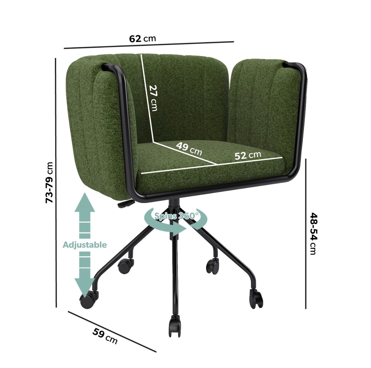Velvet Swivel Office Chair Armrest and Ergonomic Comfort with Adjustable Height
