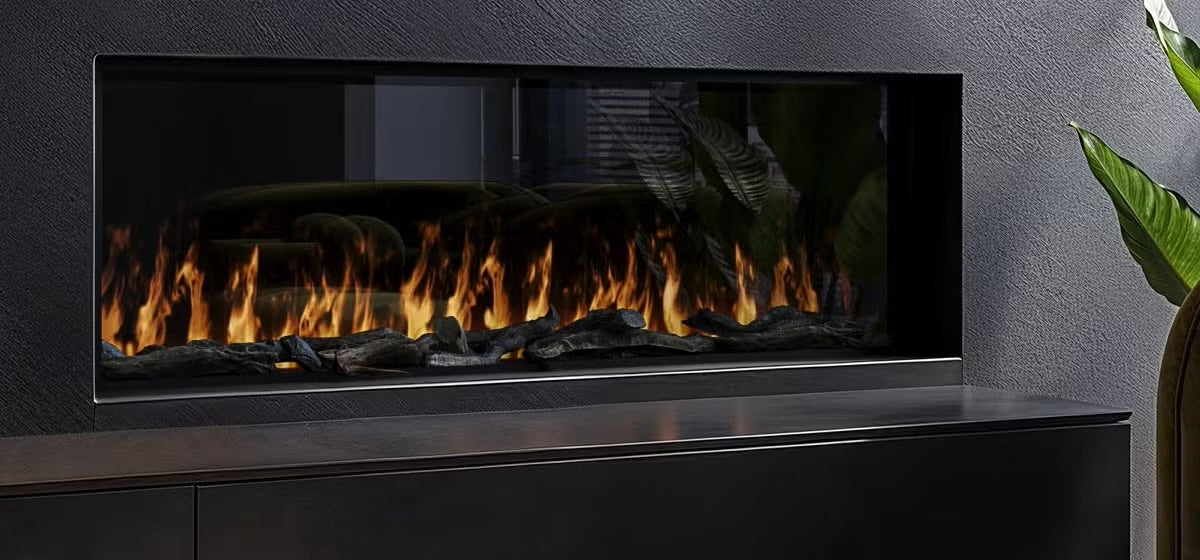 Inset Media Wall Electric Fire with LED Flame and Remote Control