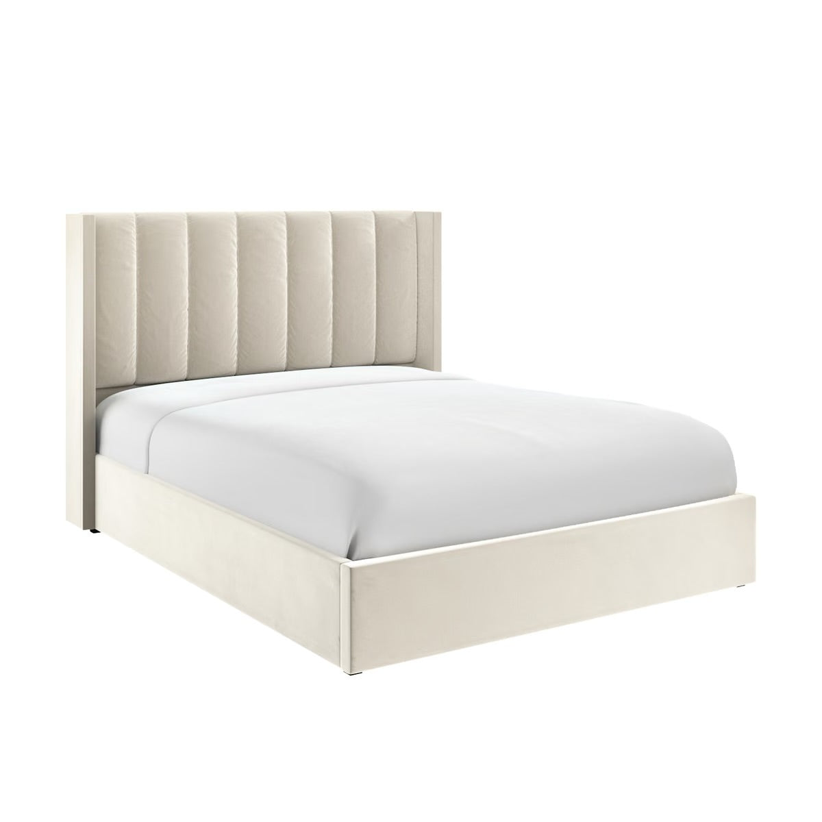Velvet Double Bed Ottoman with Storage