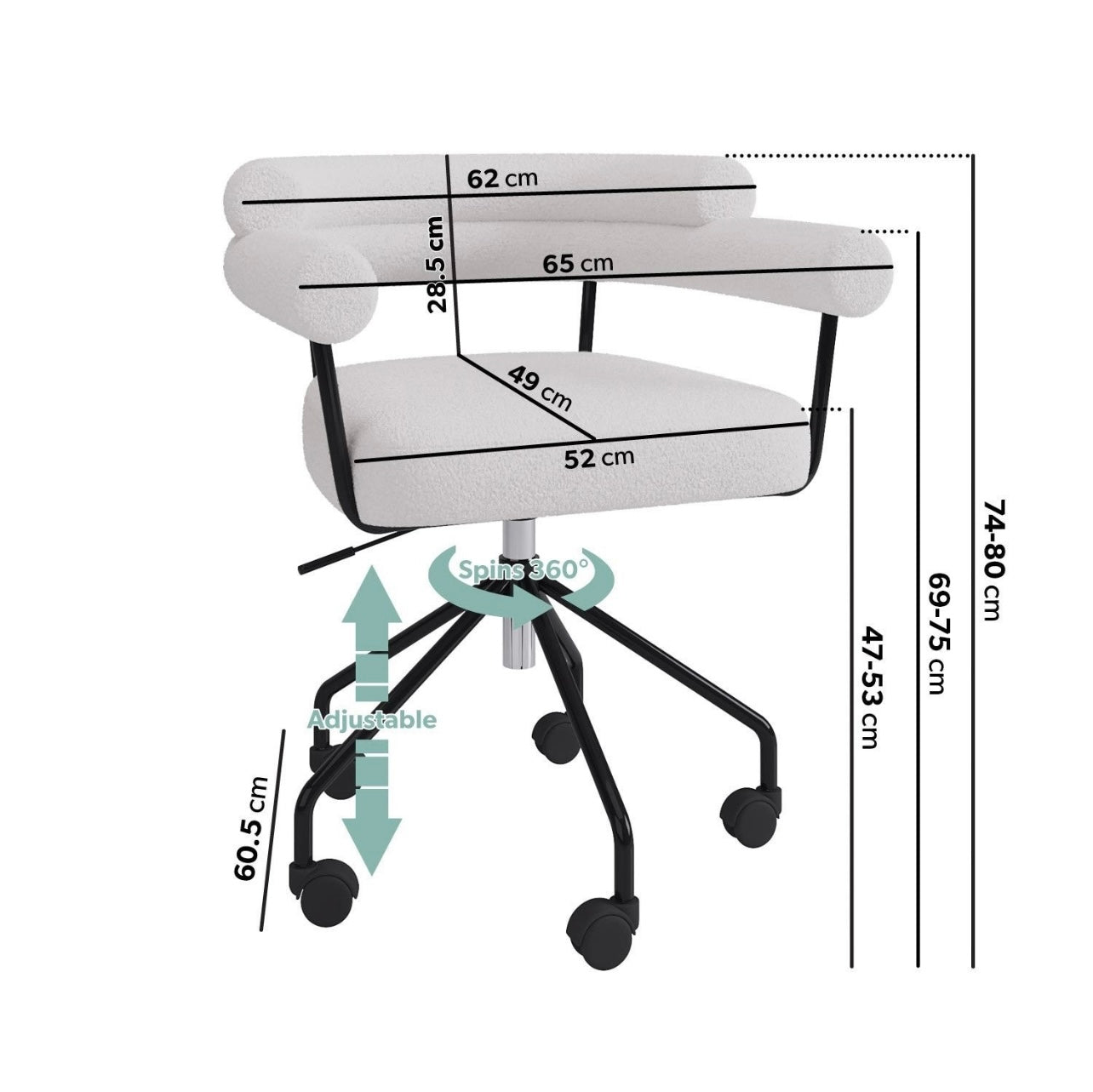 Modern Ergonomic Office Chair Swivel with Armrest and Adjustable