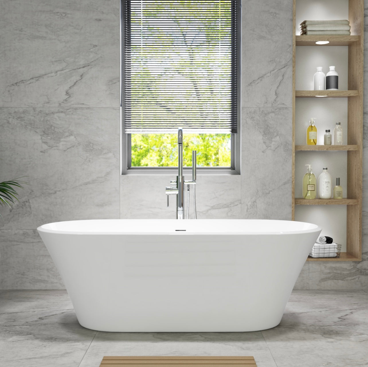 White Double Ended Bath Curved Modern Bathroom Freestanding Bathtub