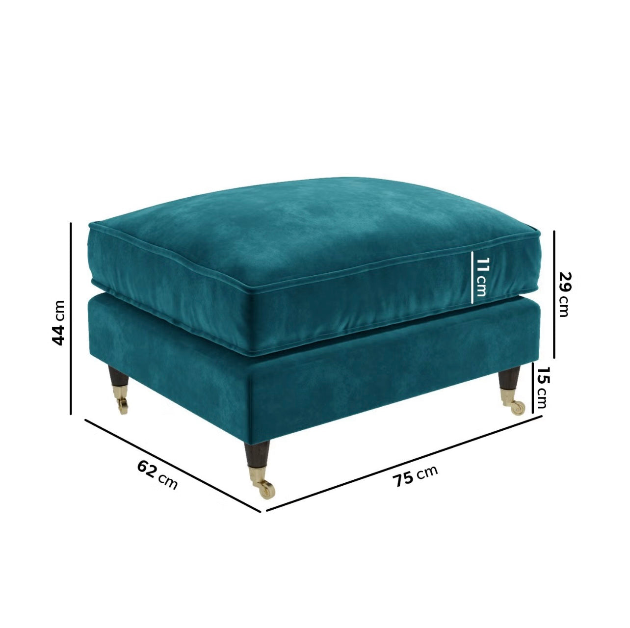 Velvet Footstool Ottoman Pouffe Upholstered Soft Stool