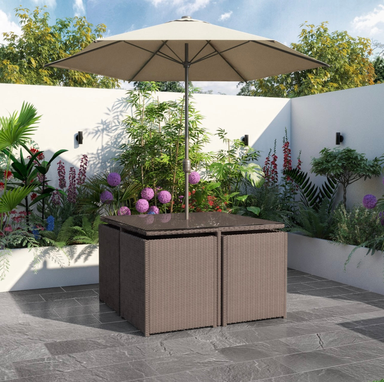 Rattan Garden Dining Set 8 Seater in Brown