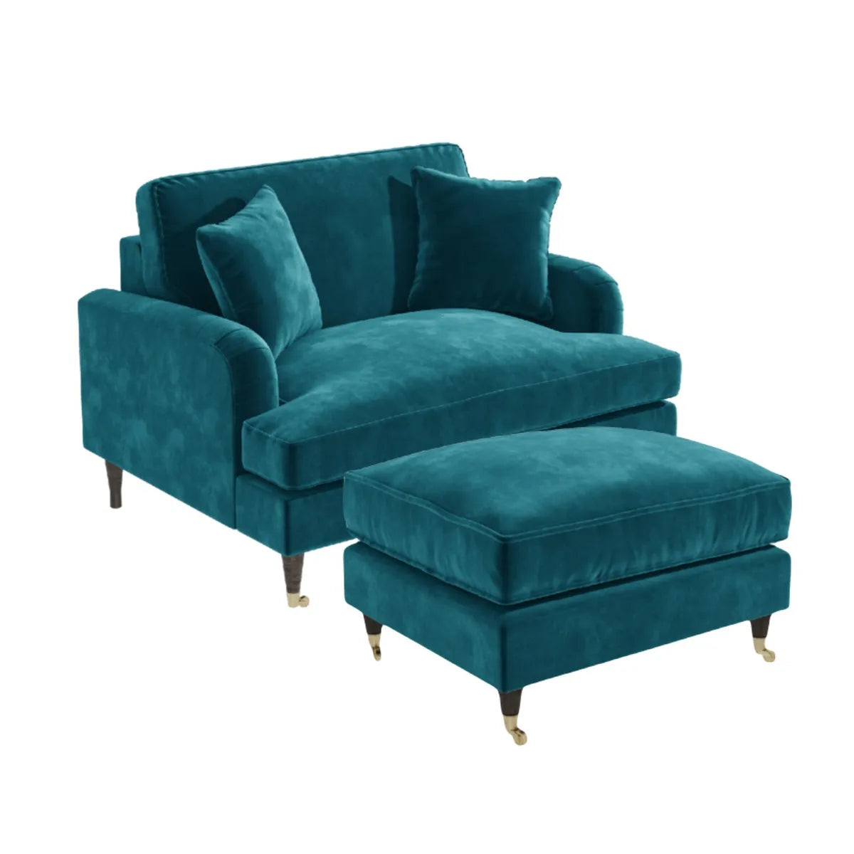 Velvet Footstool Ottoman Pouffe Upholstered Soft Stool