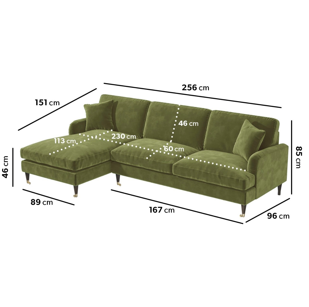 4 Seater Sofa L-Shaped Velvet Corner Couch with Cushions