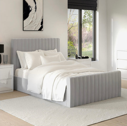 Velvet King Size Bed Frame Ottoman Storage Gas Lift