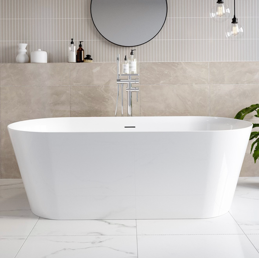 White Double Ended Bath Modern Bathroom Bathtub Freestanding Curved