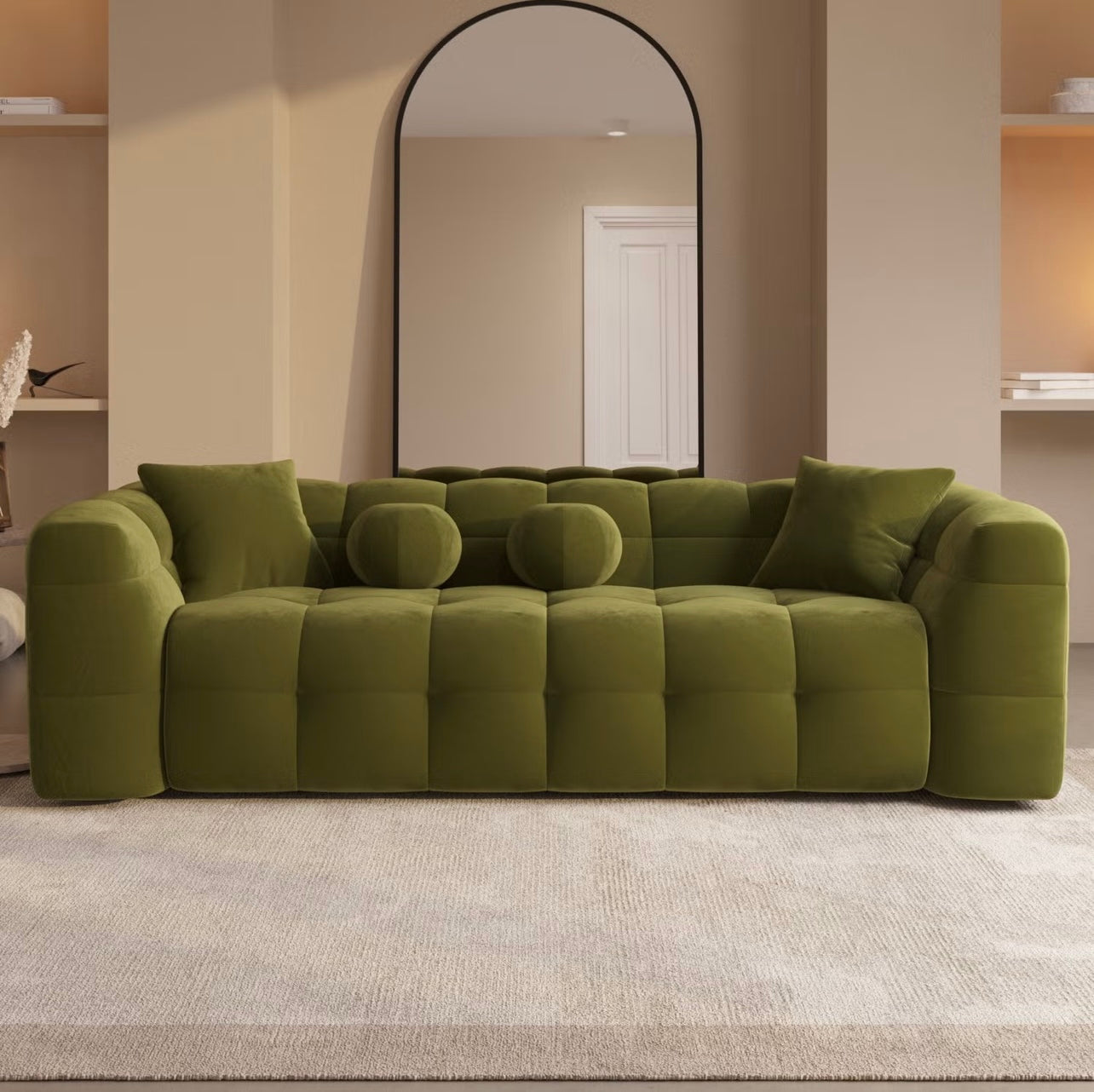 Velvet Sofa 3 Seater Settee Upholstered with Cushions