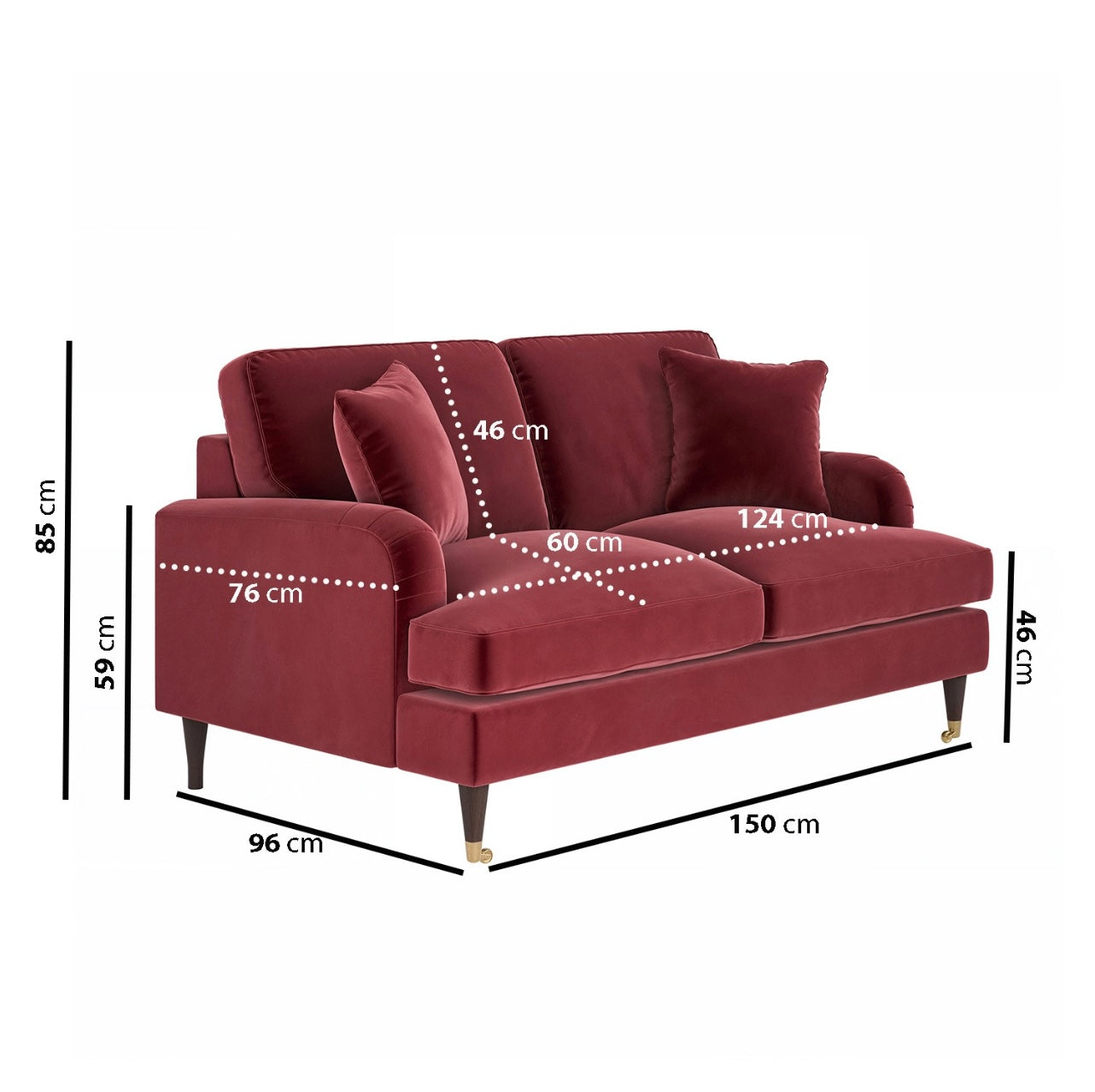 Sofa 2 Seater Velvet Couch Upholstered with Cushions